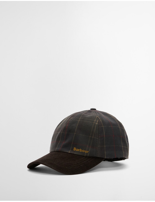 Casquette à carreaux avec visière en velours côtelé