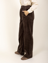 Paxton trousers - wijde ribfluwelen broek bruin