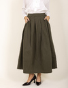 Provence skirt - lange katoenen rok kaki