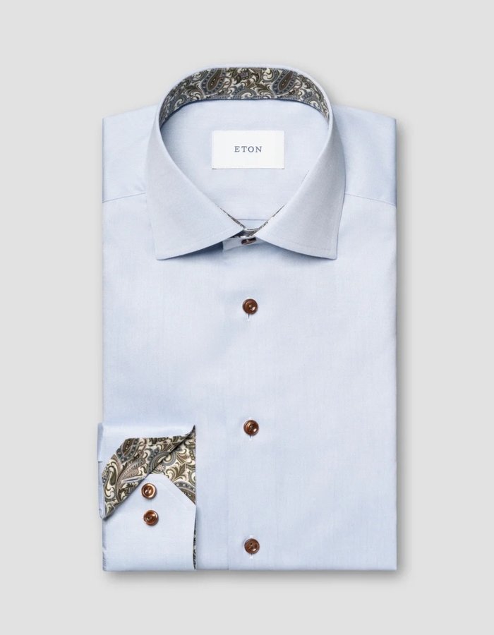 Paisley effect signature twill hemd met verfijnde details