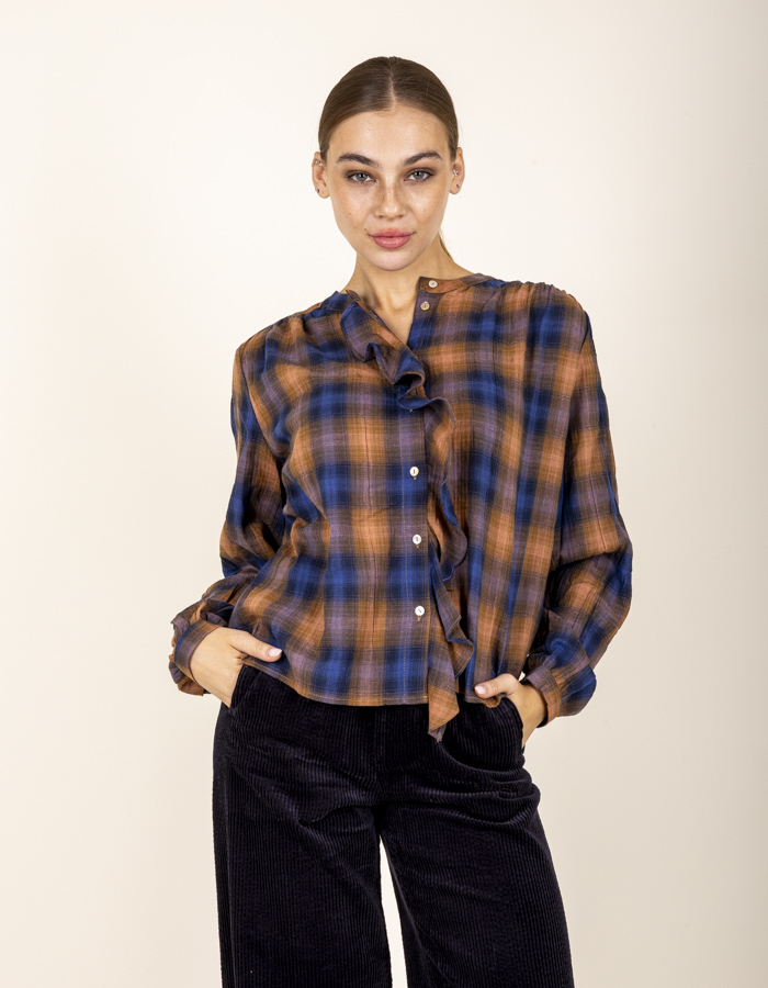 Jcsophie lange mouw bloes cognac