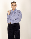 Polo blouse - chemisier en coton avec nœud bleu