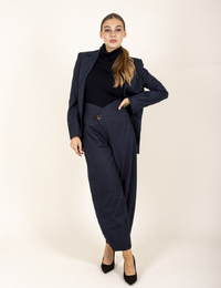 Erminio - blazer croisé à fines rayures bleu nuit