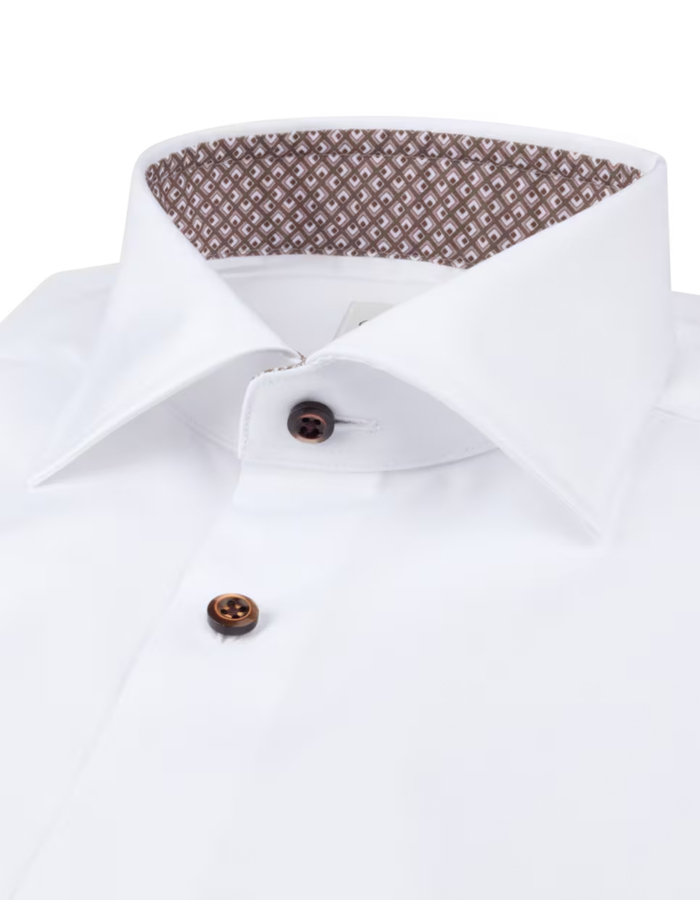 Slimline wit twill hemd met contrasterende details