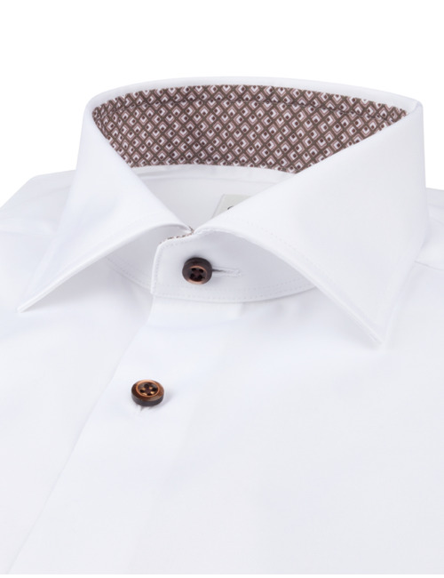 Regular wit twill hemd met contrasterende details