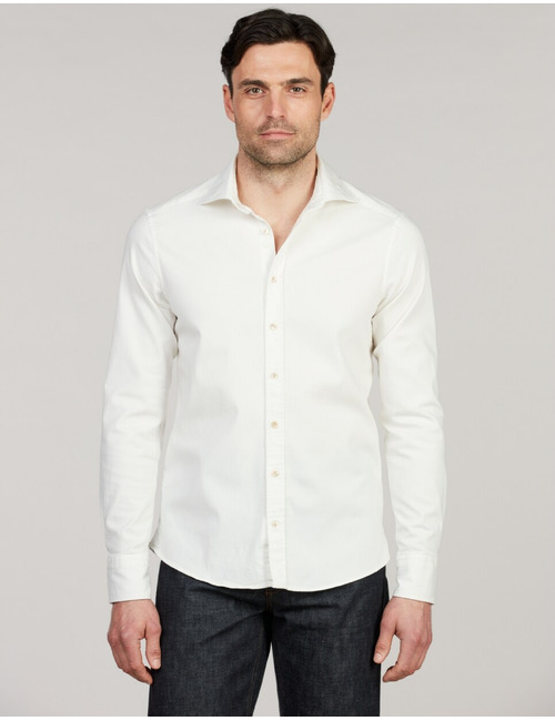 Slimline casual denim stretch hemd in offwhite