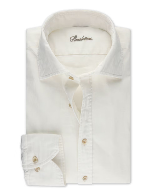 Slimline casual denim stretch hemd in offwhite