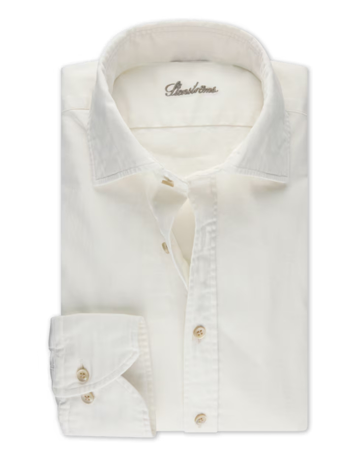Slimline casual denim stretch hemd in offwhite
