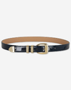 Acro Lak - leren riem met goudkleurige hardware deep navy
