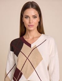 Blocky trui met argylepatroon off-white
