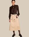 Bente uni - blouse avec détails à nouer brune