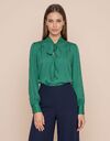 Bente uni - blouse avec détails à nouer verte