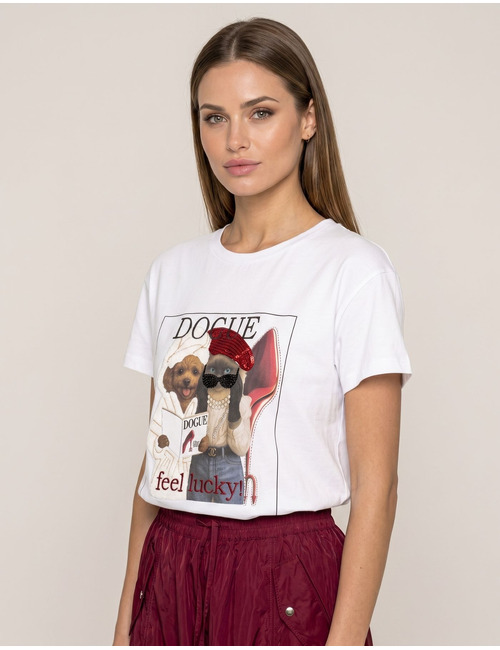 Doggy - T-shirt avec imprimé graphique blanc