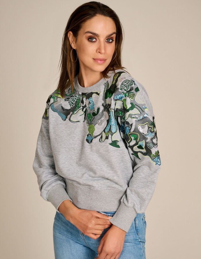 Lacbleu - sweater met geborduurd paillettenpatroon
