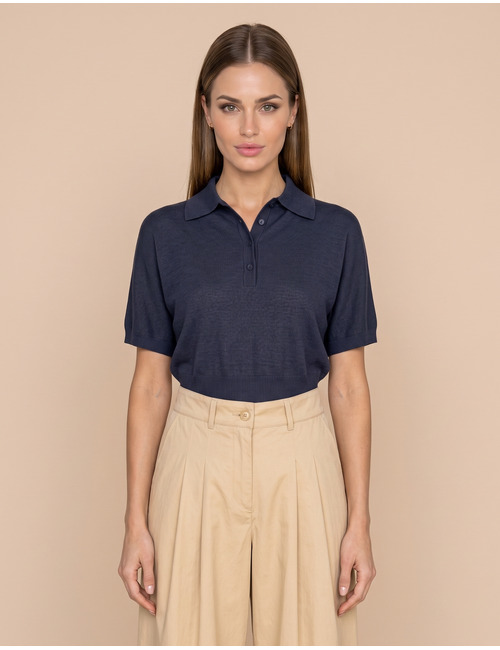Due Amanti lange mouw polo blauw