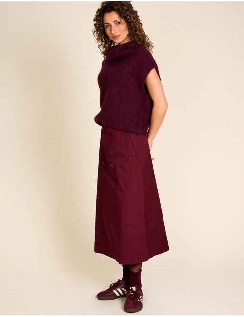 Susan - Midi rok met dubbele knoopsluiting