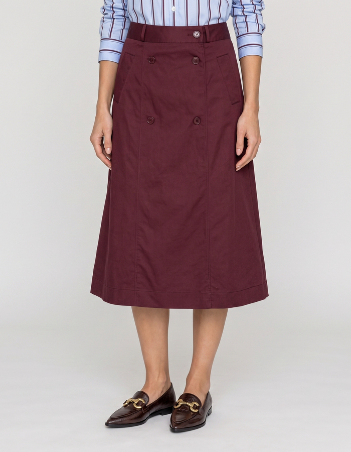 Susan - Midi rok met dubbele knoopsluiting