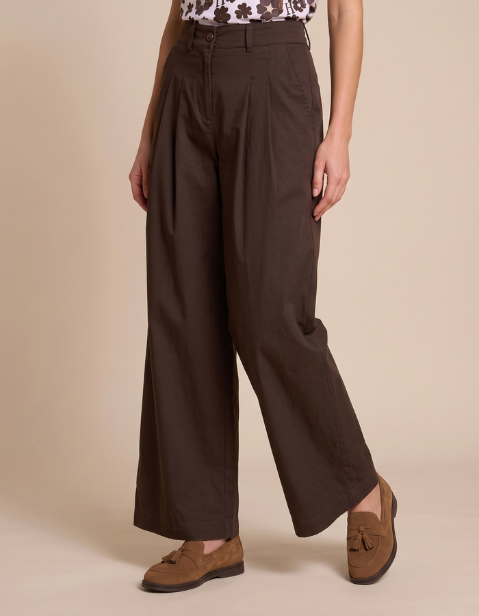 Pauline - Pantalon met wijde pijpen en bandplooien