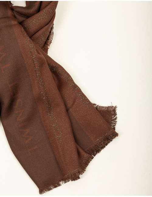 Luxe sjaal met subtiel logodessin en glanzende details