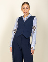 Gilet à col en v et fermeture boutonnée bleu