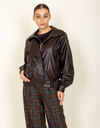 Veste avec structure en relief et fermeture zippée brune