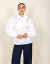 Blouse à col lavallière et manches ballon blanc