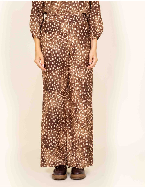 Barinas - broek met stippenprint in chocoladebruin