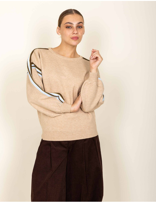 Neela - Pull à rayures contrastantes beige
