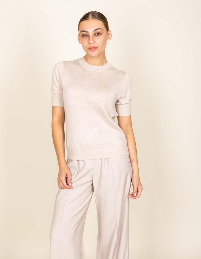 Amelie Amelie korte mouw pull beige