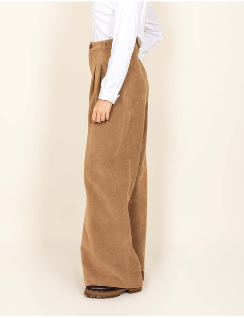 Orelie Pants - velours broek met wijde pijpen camel