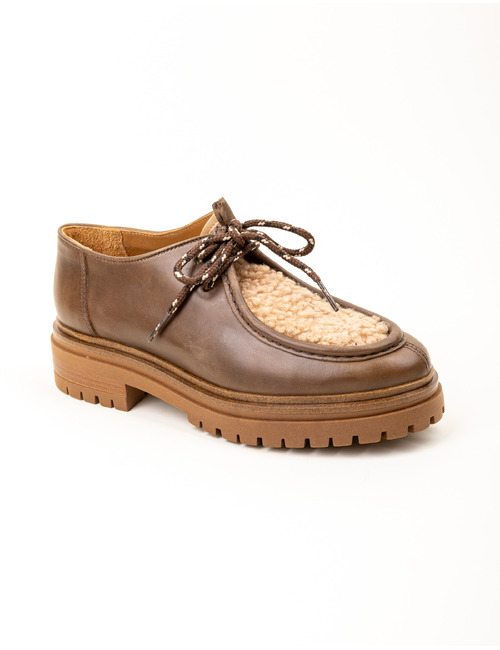 Elias - paraboot avec empiècement teddy et semelle crantée taupe