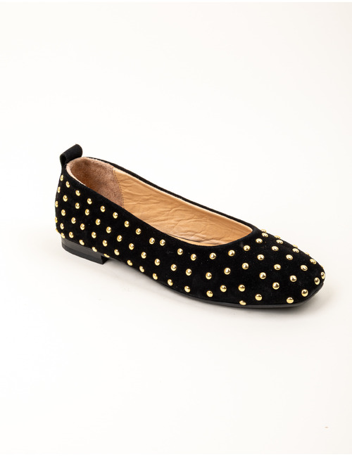 Libby - ballerine en daim avec clous dorés