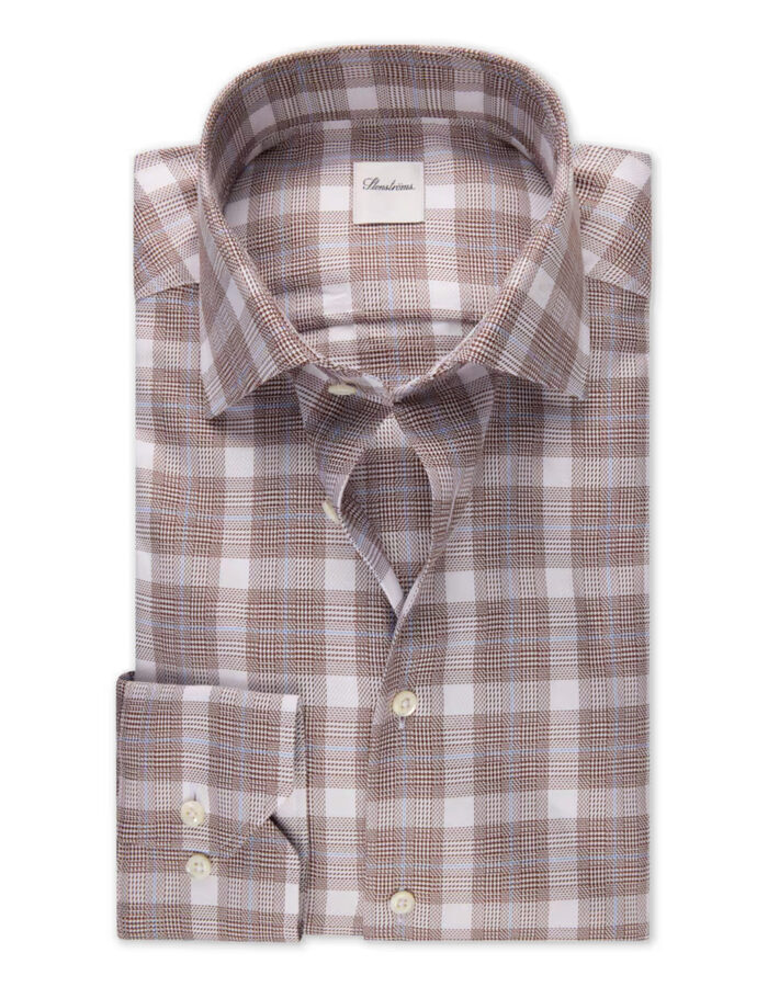 Regular geruit twill hemd in bruin