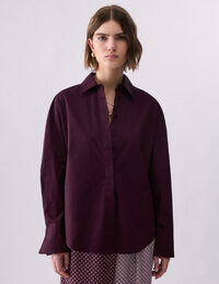 Chemisier avec empiècement en satin jacquard