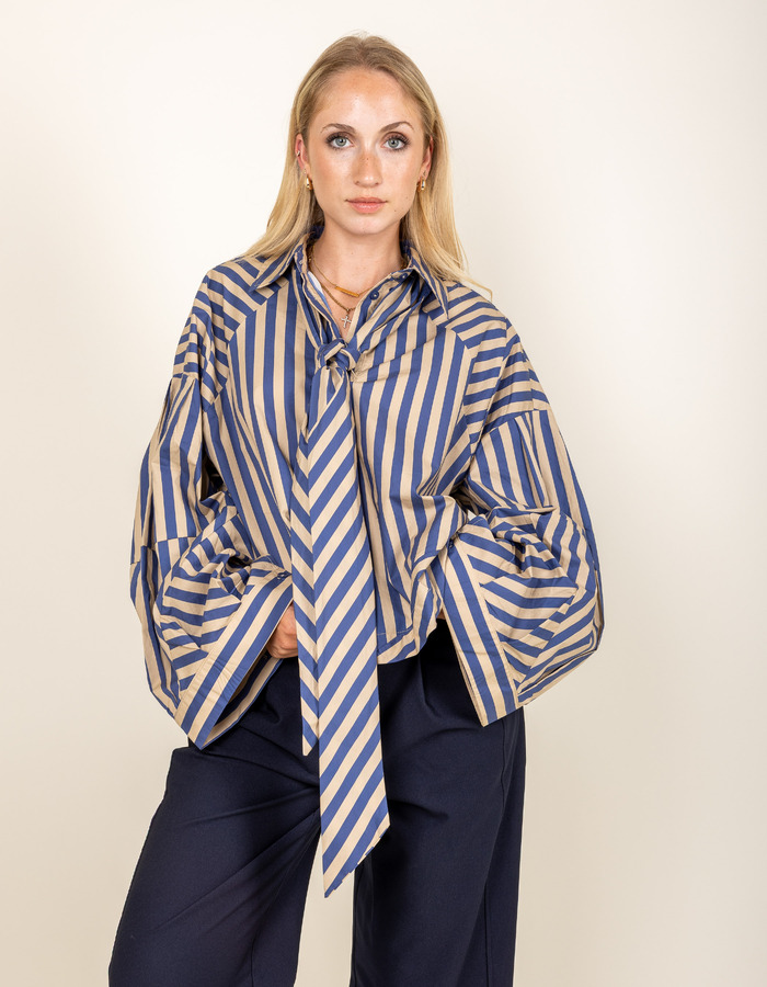OsloW6 - blouse rayée en coton bleue