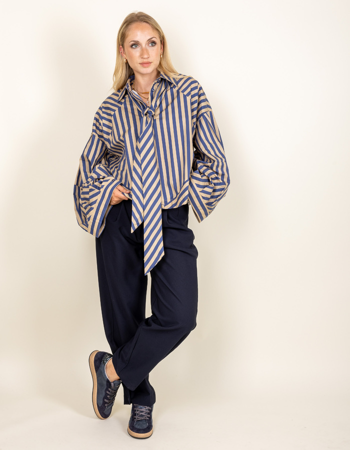 OsloW6 - blouse rayée en coton bleue