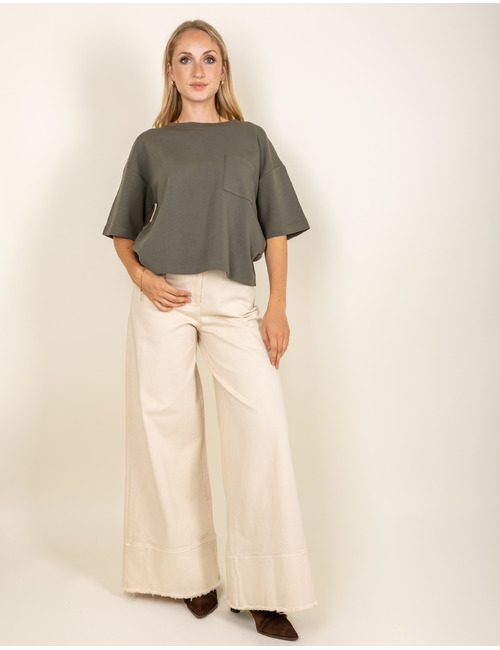 Salor - t-shirt à coupe boxy kaki