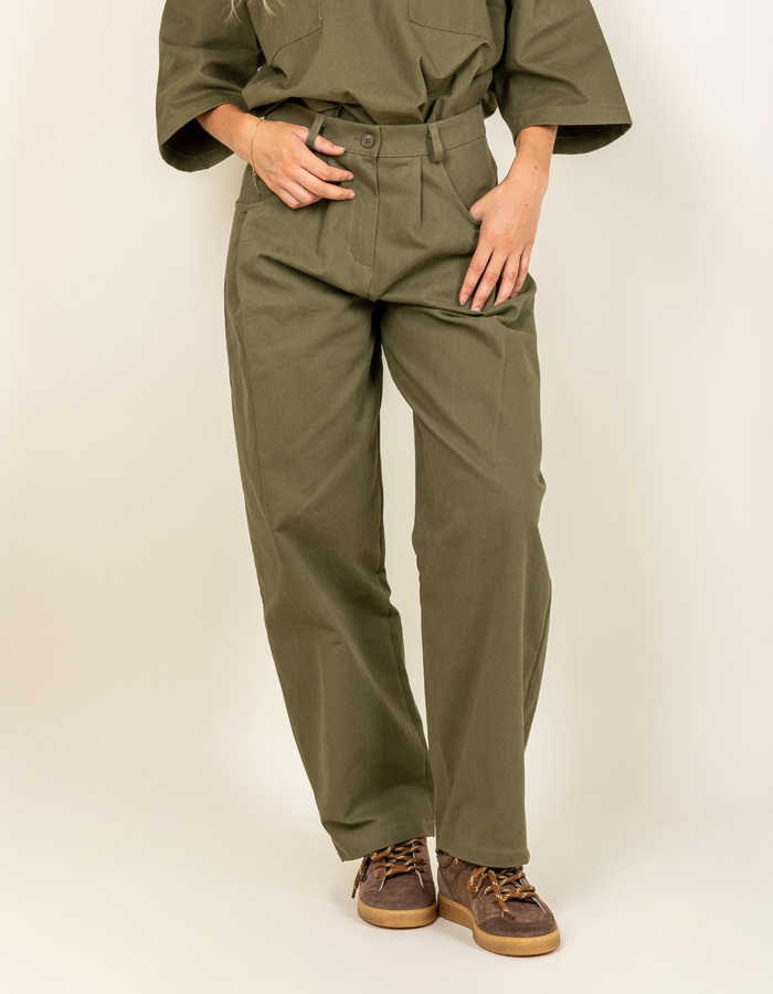 Libon - Pantalon kaki à coupe droite