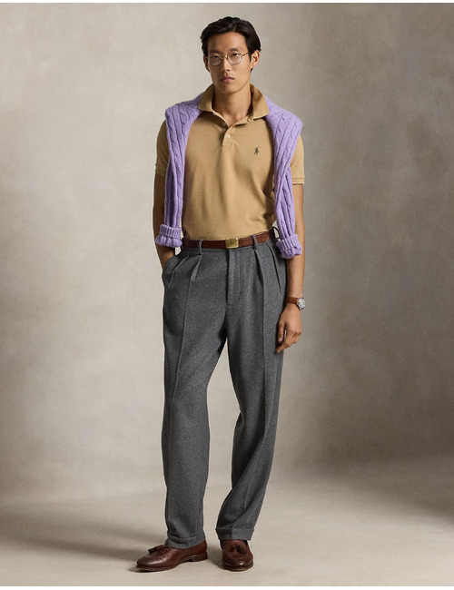 Polo Custom Slim Fit en maille stretch coloris camel