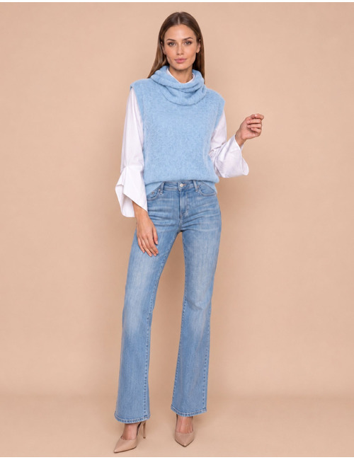 Tulip - mouwloze pull met rolkraag blauw