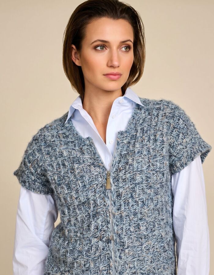 Joyslim - gebreide bodywarmer met ritssluiting blauw