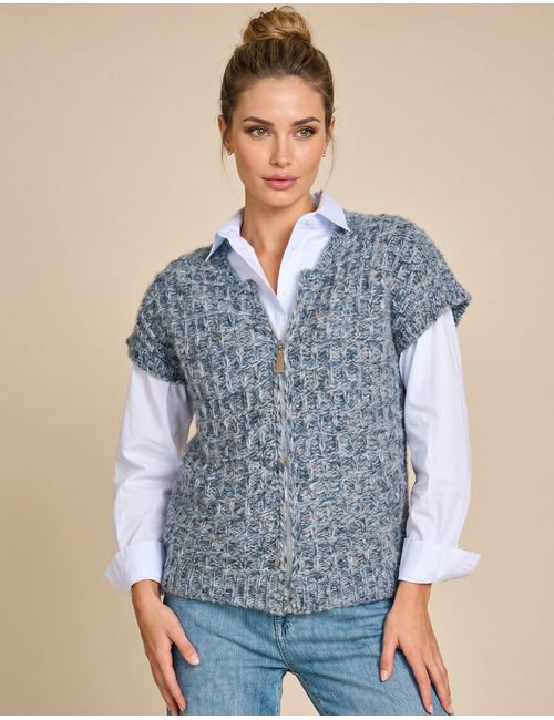 Joyslim - gebreide bodywarmer met ritssluiting blauw