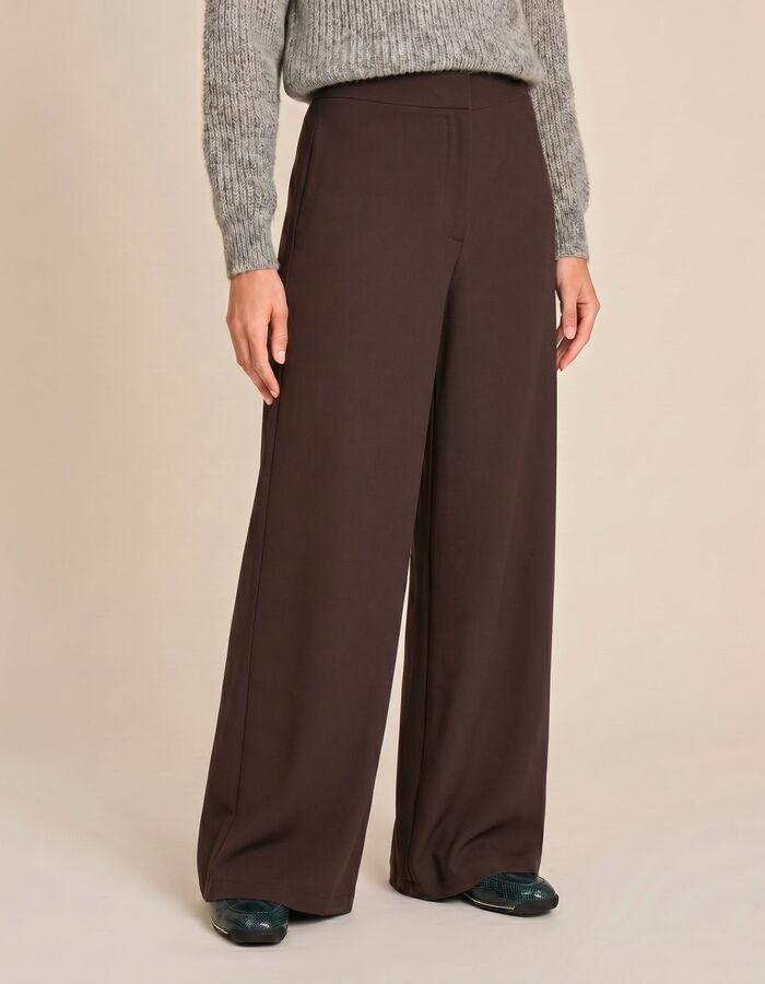 Pamela - pantalon à jambes larges brun