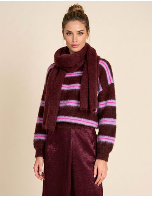 Rainbow - pull met contraststrepen bordeaux
