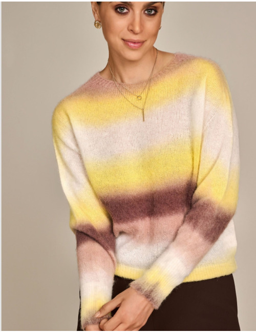 Weaves - pull à effet rayé jaune