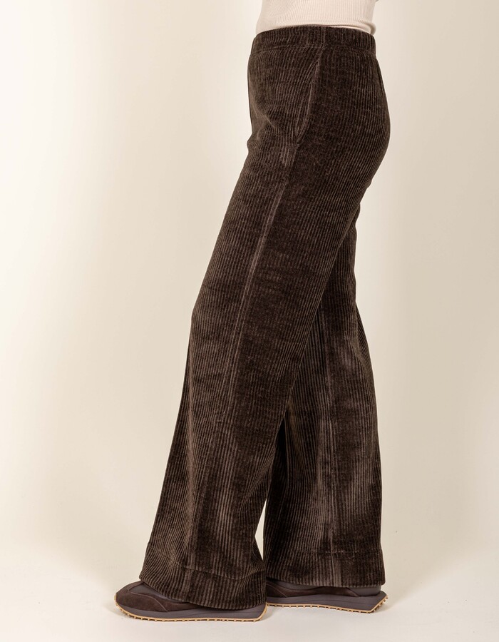 Wijde ribfluwelen broek bruin