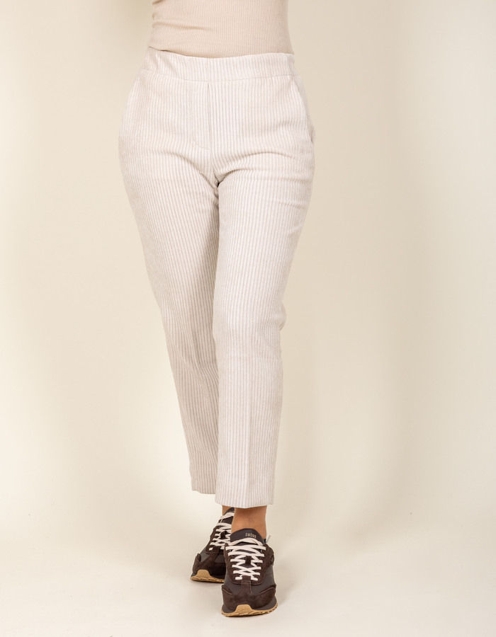 Broek met ribstructuur ecru