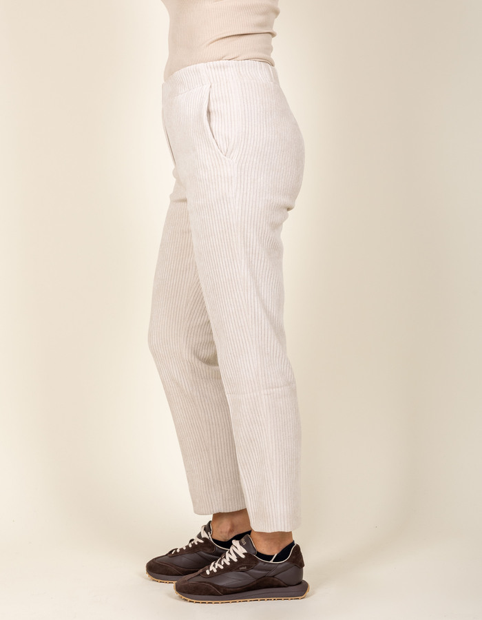 Broek met ribstructuur ecru