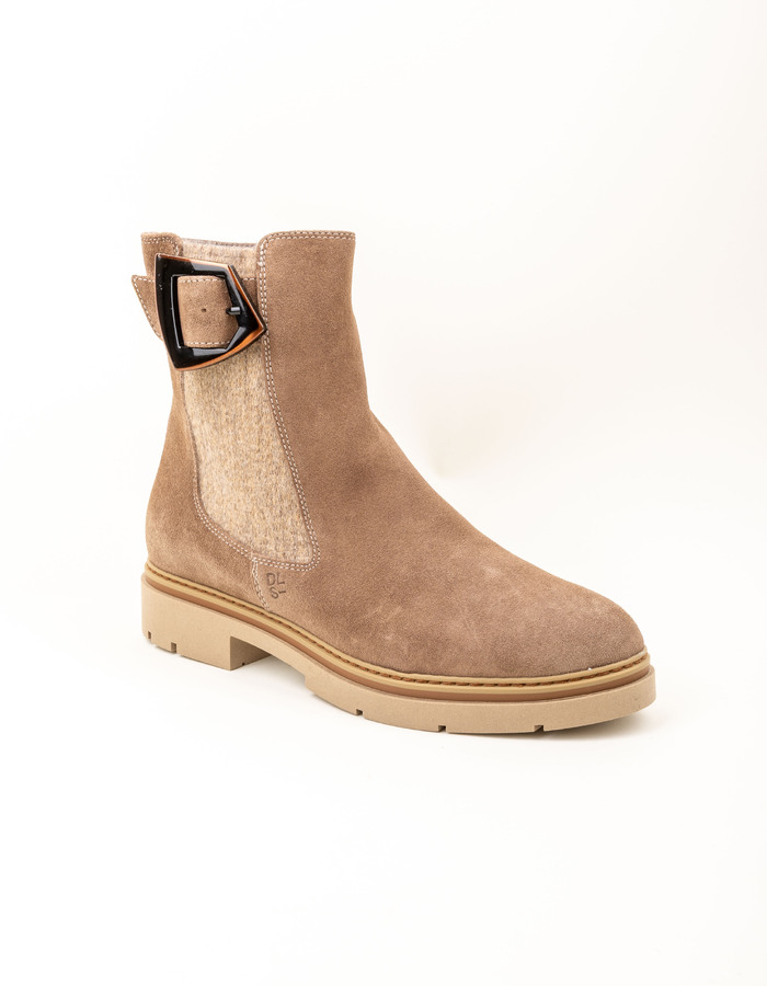 Enkellaars met gesp en profielzool taupe