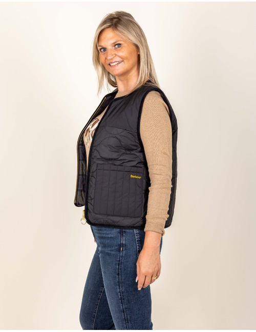 Gilet matelassé à motif tartan noir
